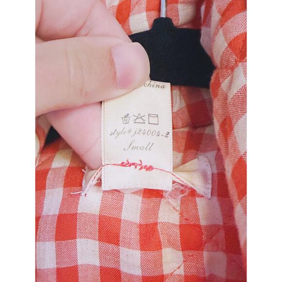 Peach Love California Gingham Quilted Vest Orange White Small Clemson Tigers - Picture 6 of 7